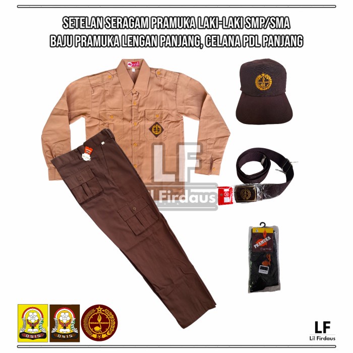 Setelan Pramuka Laki-Laki Smp/Sma Baju Pramuka Panjang Celana Pdl