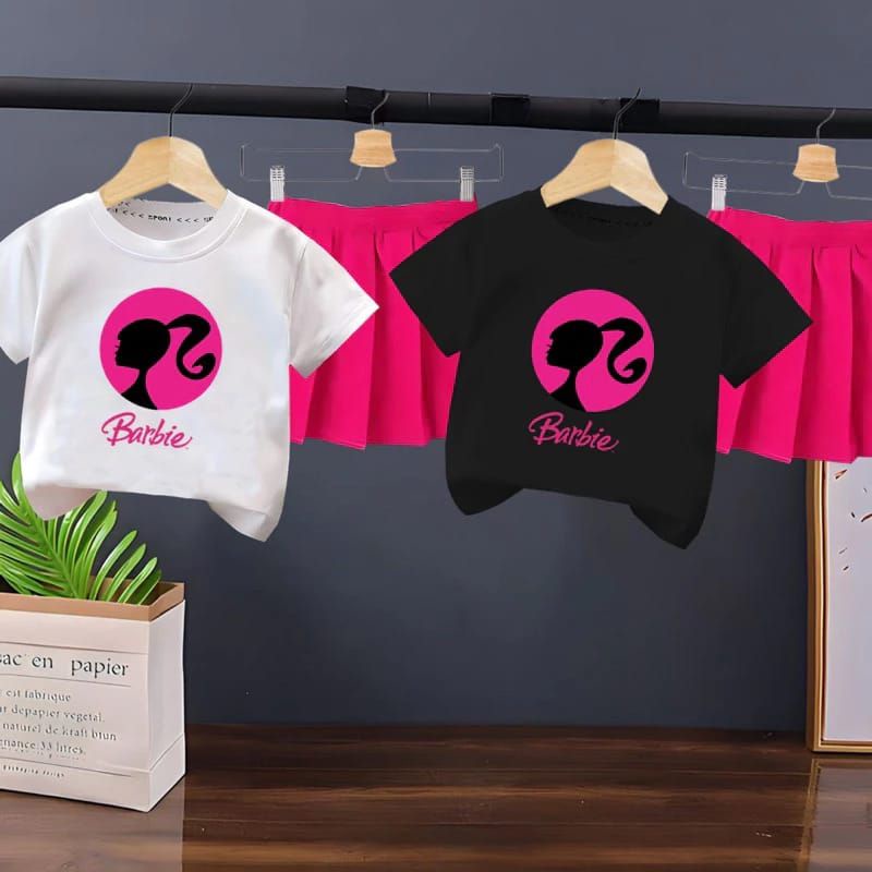 KAOS ANAK PEREMPUAN SETELAN ROK ANAK PEREMPUAN MOTIF BARBIE 1-5 TAHUN BAJU BARBIE ANAK PEREMPUAN SET
