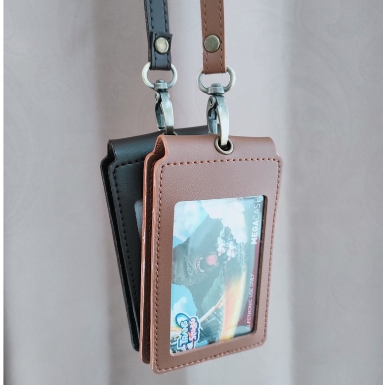 

BWKJ5362 Id Card name tag kulit Holder Double Flip Magnet Terbaru kekinian