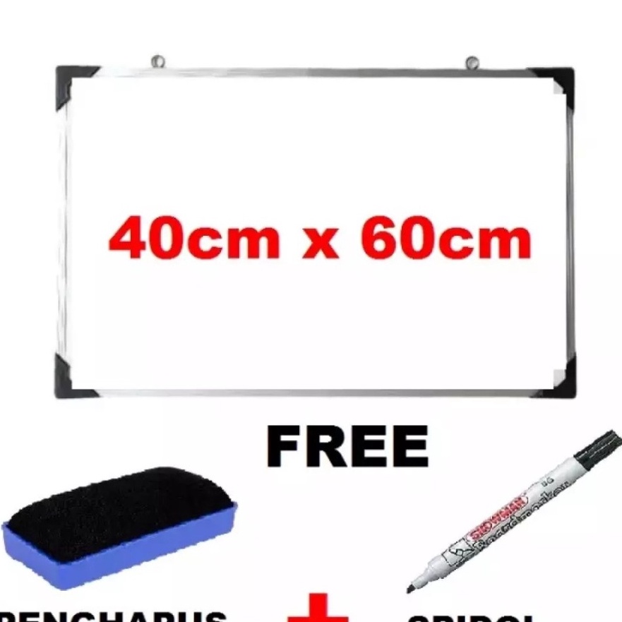 

[V25☆] Papan Tulis Whiteboard 40x60 Free Spidol Dan Penghapus Bingkai Aluminium.