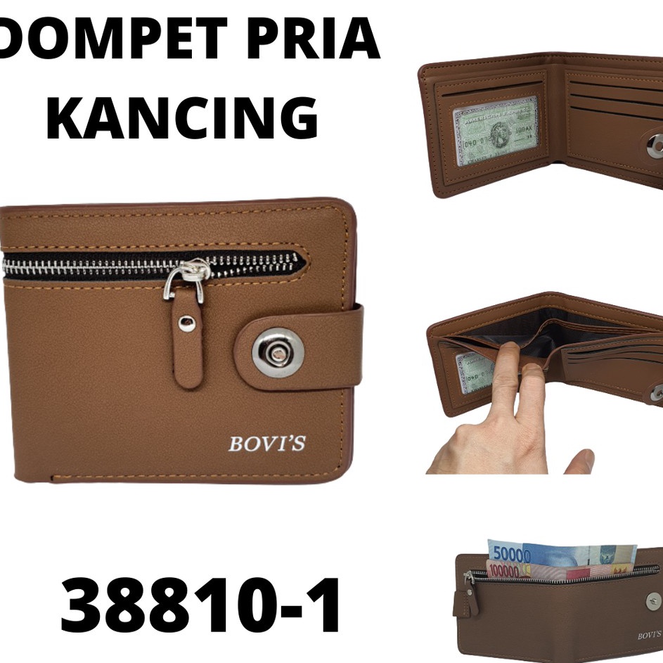 HARGA GROSIR Dompet Pria Cowok Laki Dewasa Bovis Kancing Magnet Seleting Depan Import Original Ori A