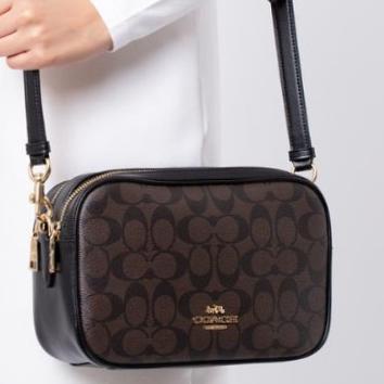 (100% ORIGINAL) Tas COACH Jes Signature Mahogany Double Zip Crossbody