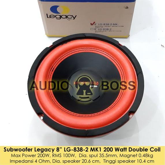 GARANSI Subwoofer Legacy 8 inch Energy LG 838-2 Subwoofer 8 inch Legacy LG 838 2 Double Voice Coil 2