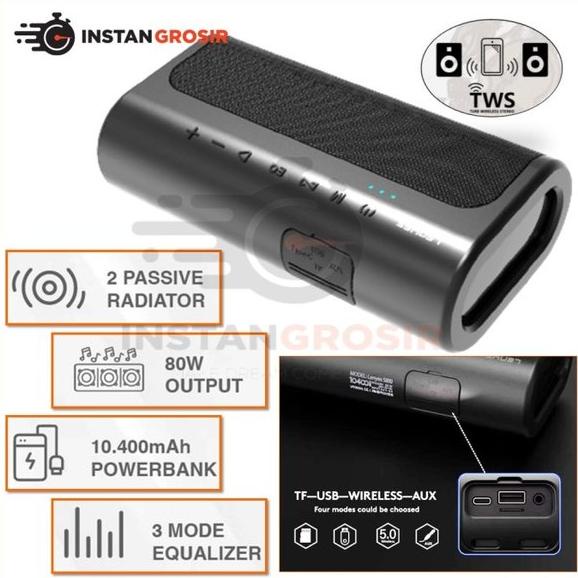 BARU Speaker Bluetooth Portable Bass LENYES S810 Original 80W BOMBASS TWS