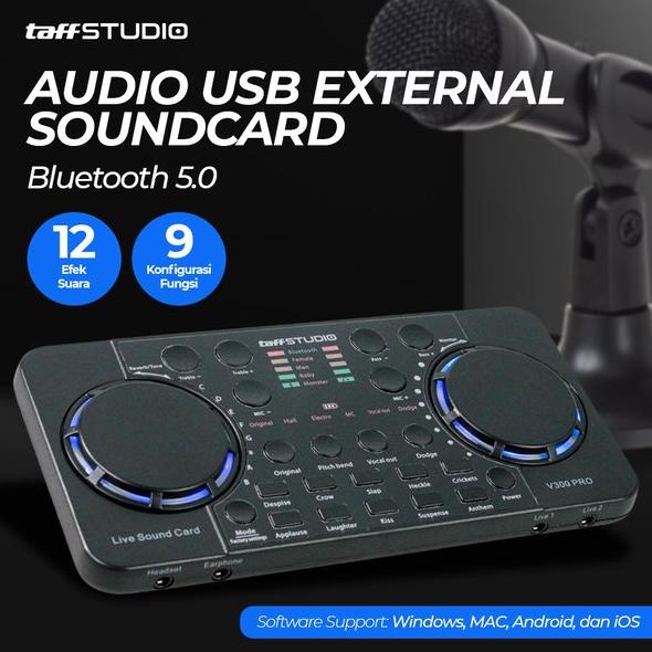 Audio Bluetooth USB External Soundcard Live Microphone V300 Pro