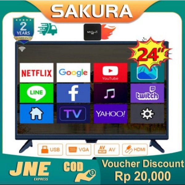 DISKON Promo Sakura TV LED 24 inch HD Ready Smart TV Televisi Murah