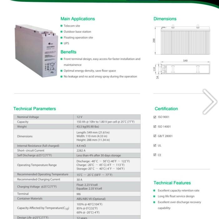 Battery Vrla Shoto 12V 150Ah New