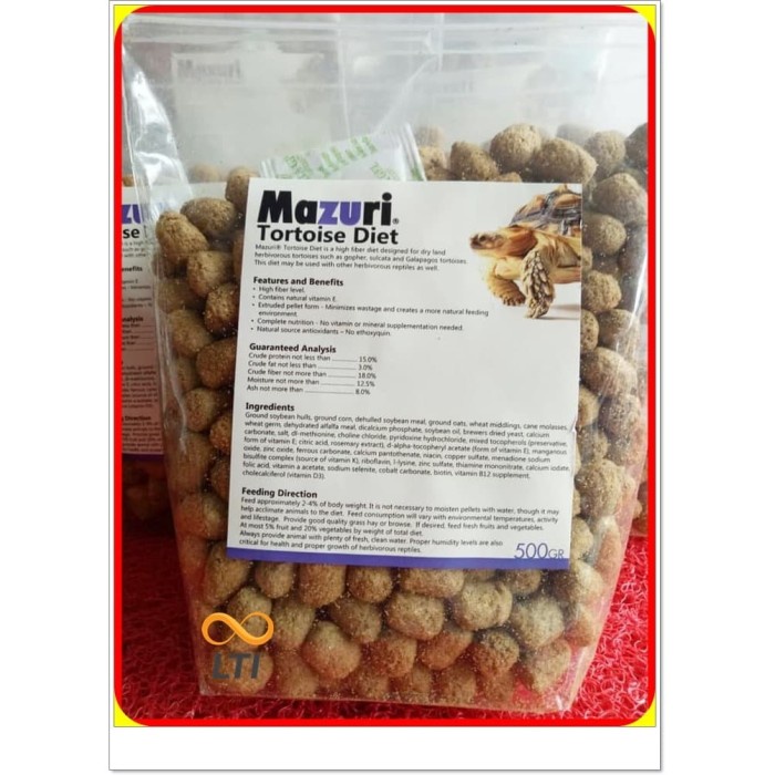 Mazuri Tortoise Diet - Pakan Kura MURAH / Makanan Kura 500 Gr