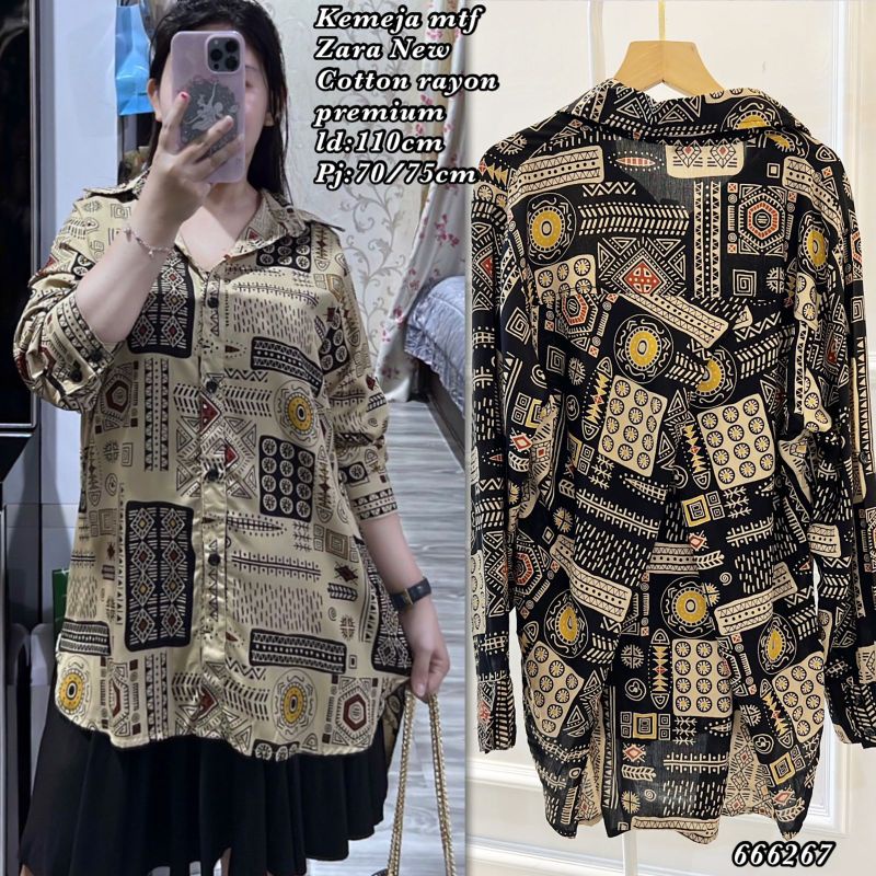 Kemeja motif zara | kemeja kekinian wanita