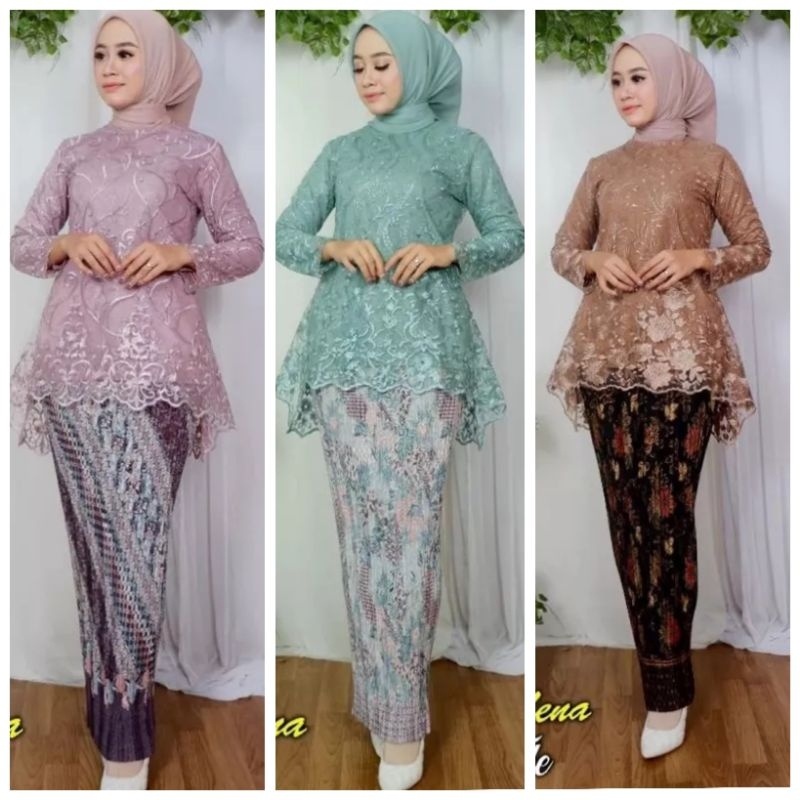 SETELAN KEBAYA BRUKAT MODERN JUMBO/KEBAYA RINJANI/KEBAYA BRUKAT JUMBO MODERN/SET KEBAYA WISUDA/KEBAY