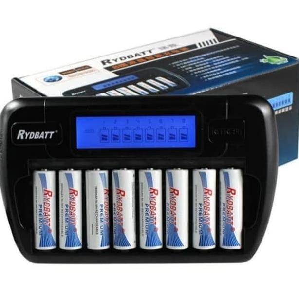 RYDBATT 8 Slot LCD Smart Charger | Charger Battery 8 Slot AA - AAA