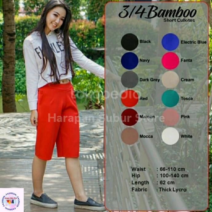 Celana Pendek 3/4 Kulot Wanita Scuba Standard Premium Original
