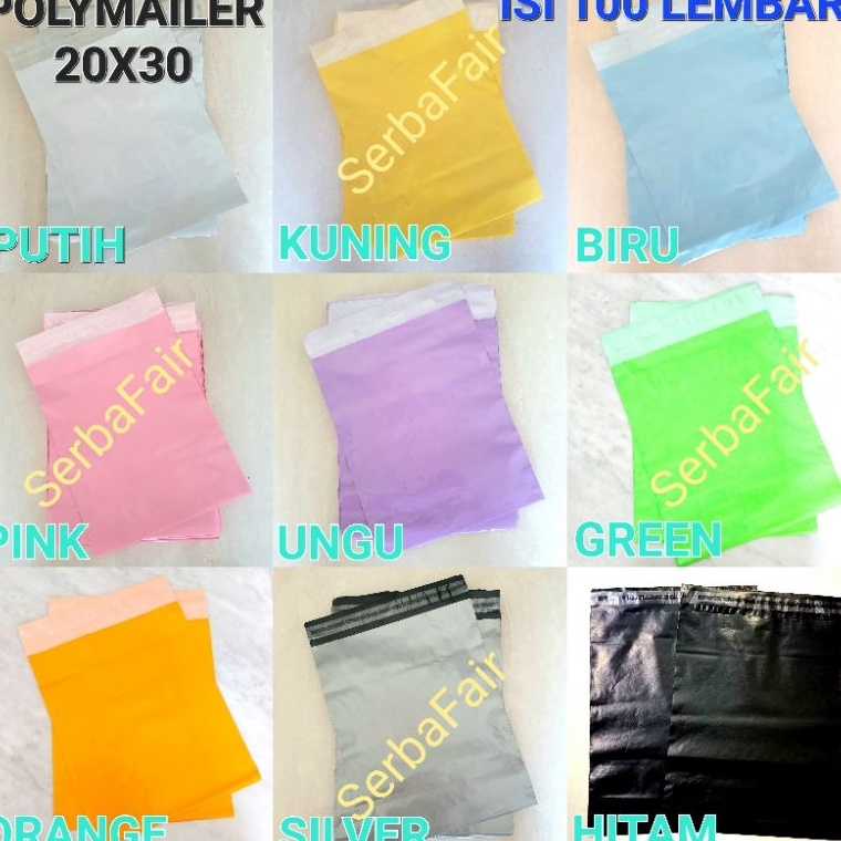 

8.8 Promo Brand Polymailer Warna 20x30 / Poly Color Amplop Lem Seal / Plastik Packing MURAH ISI 100