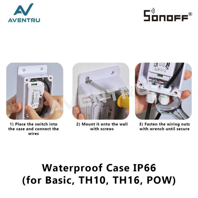 /////] Sonoff Waterproof Box Case IP66 Anti Air untuk Basic RF TH10 TH16 POW