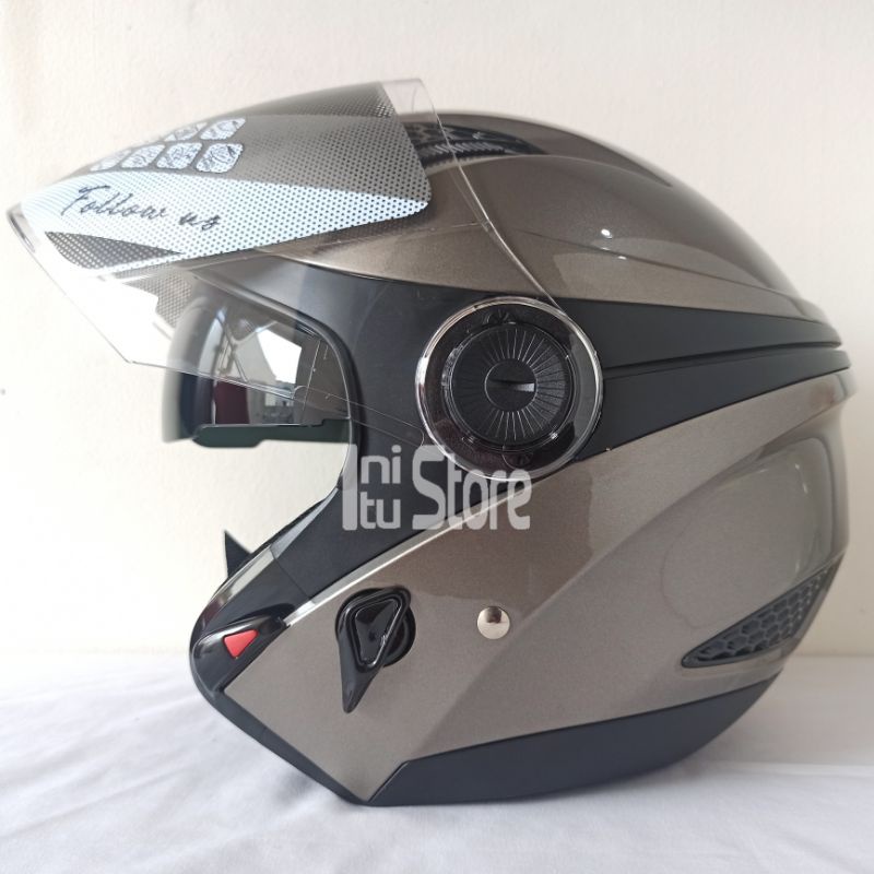 Helm Zeus ZS610 ZS-610 Z610 Dark Silver Half Face Open Face Double Visor