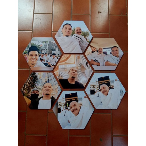 CETAK FOTO BENTUK HEXAGONAL + PAPAN KAYU FRAME WALLDECOR / HIASAN DINDING FOTO AESTHETIC / WEDDING S