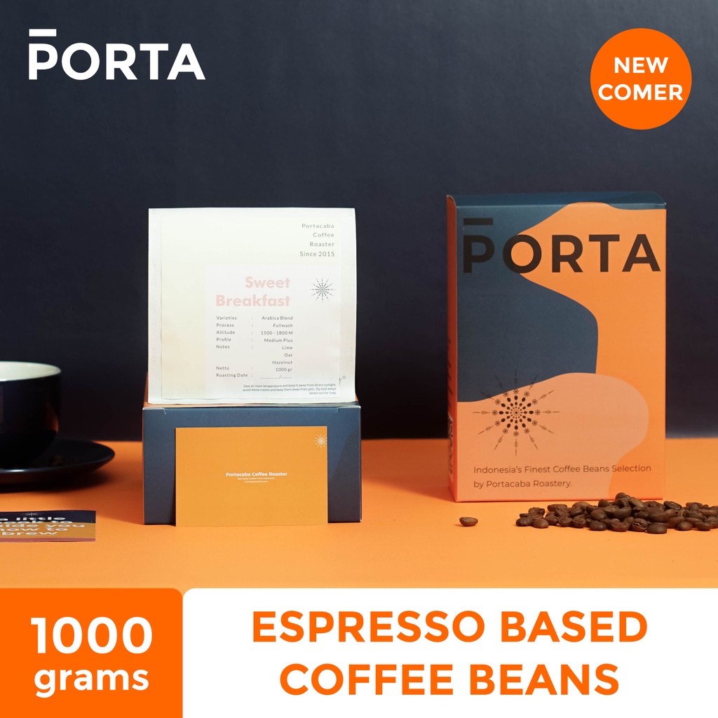 

Biji Kopi Espresso Sweet Breakfast Full Arabika 1000 gr - Portacaba Coffee Roaster