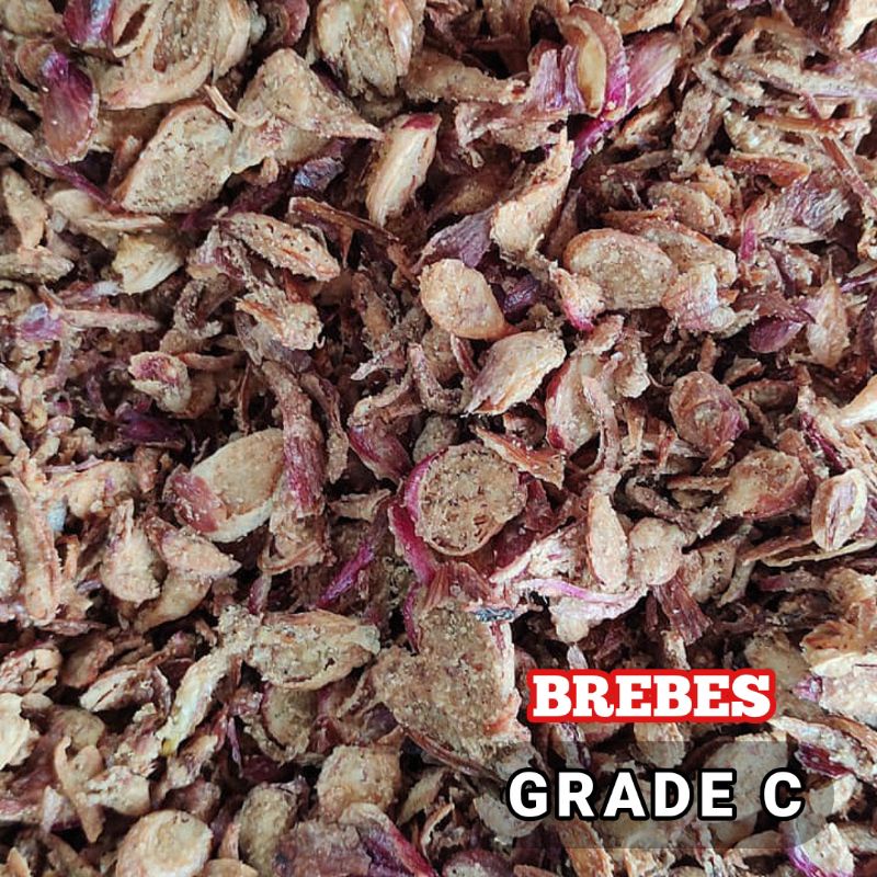 

Bawang Goreng Brebes 1 Kg Grade B Dan Grade C / Bawang Merah Goreng / Brambang Goreng