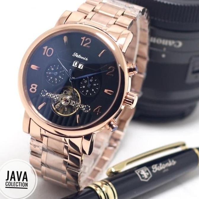 Jam Tangan Pria Tetonis TS501 Rosegold - Automatic - Free Pen