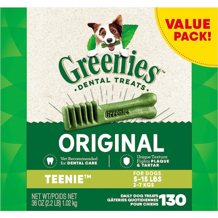Greenies Dog Dental Chews Dog Treats - 130 Pcs - Teenie Size (2-7 kg)
