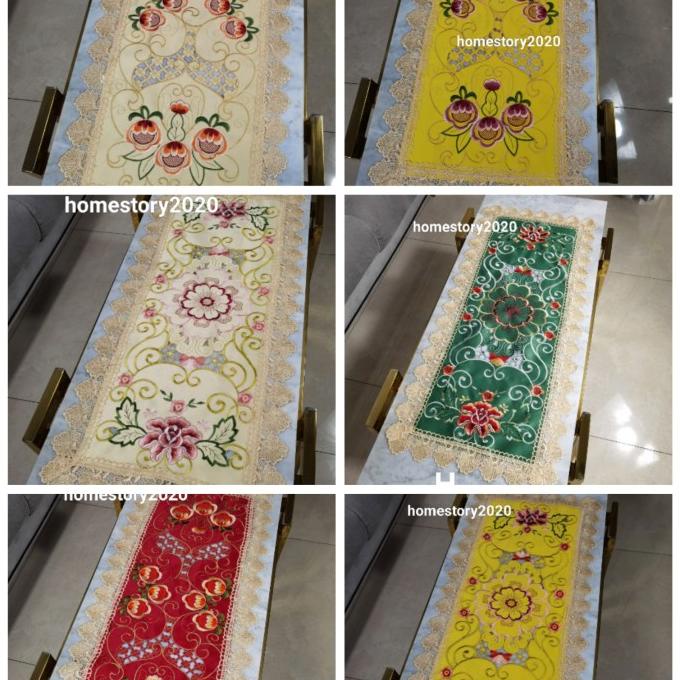 taplak meja tamu taplak meja ruang tamu katun renda bordir impor