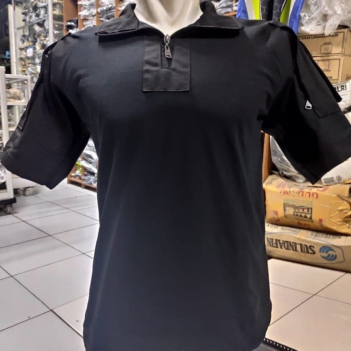 Kaos Katun Combed Bdu Tactical Hitam PendekKaos Bdu Tactical Hitam