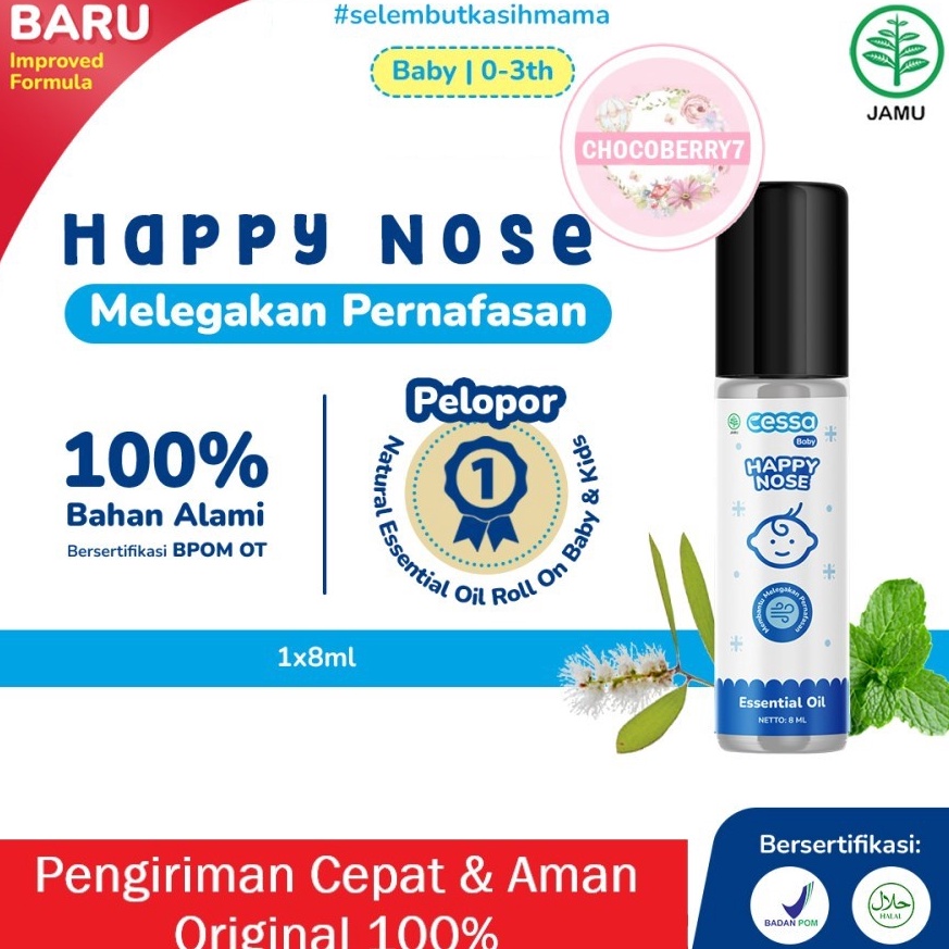 MENARIK Cessa Cough n Flu Baby / Kids - Cessa HAPPY NOSE BPOM OT Obat Batuk Pilek Bayi Essential Oil