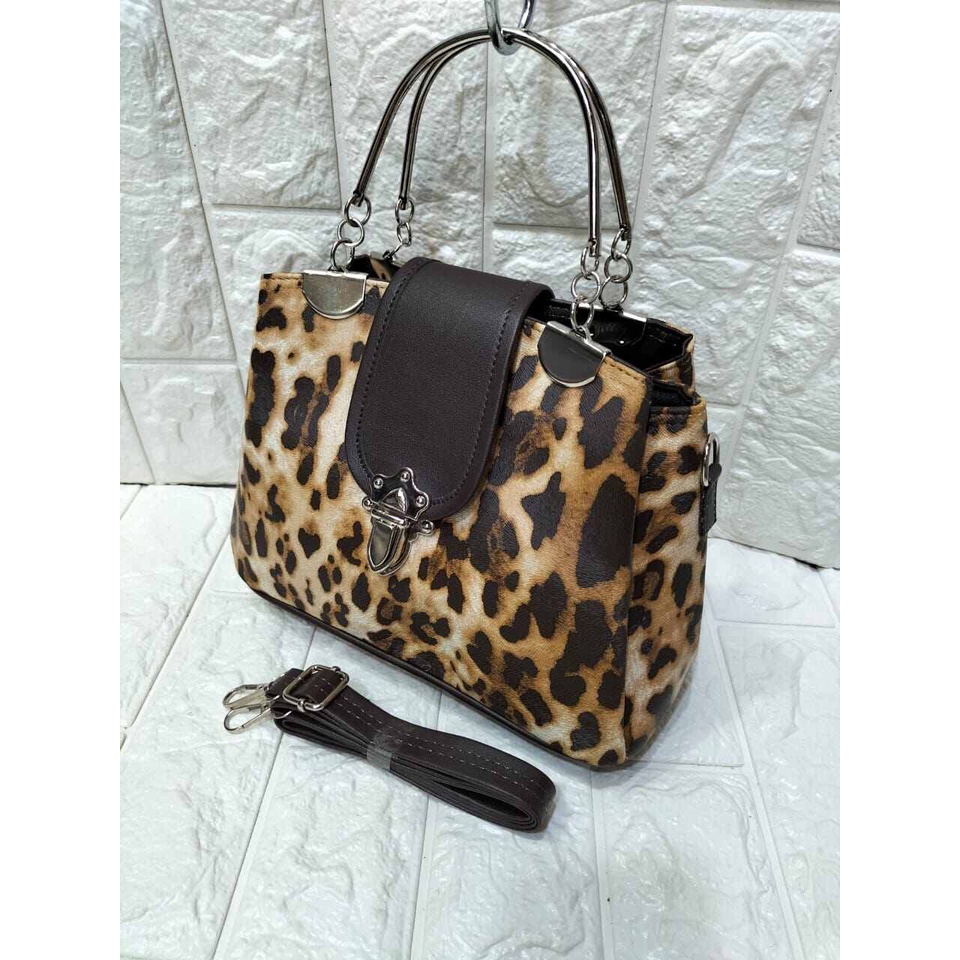 Tas Wanita Guucci Jinjing Leopard Behel 3 Ruang Besi Tebal Import Batam Branded Terbaru 2023 Tali Se