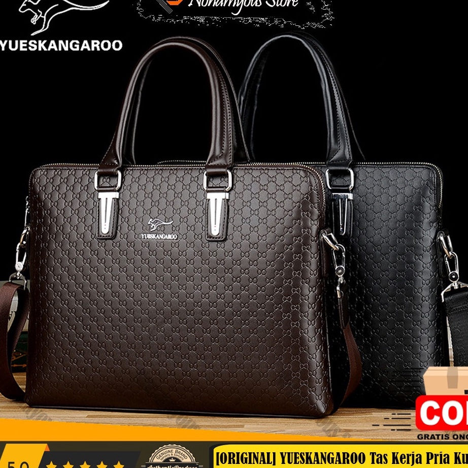 Dapatkan1x1Wl [ORIGINAL] Yueskangaroo Tas Kerja Pria dan Wanita Kulit Laptop 14 Inch Business Should