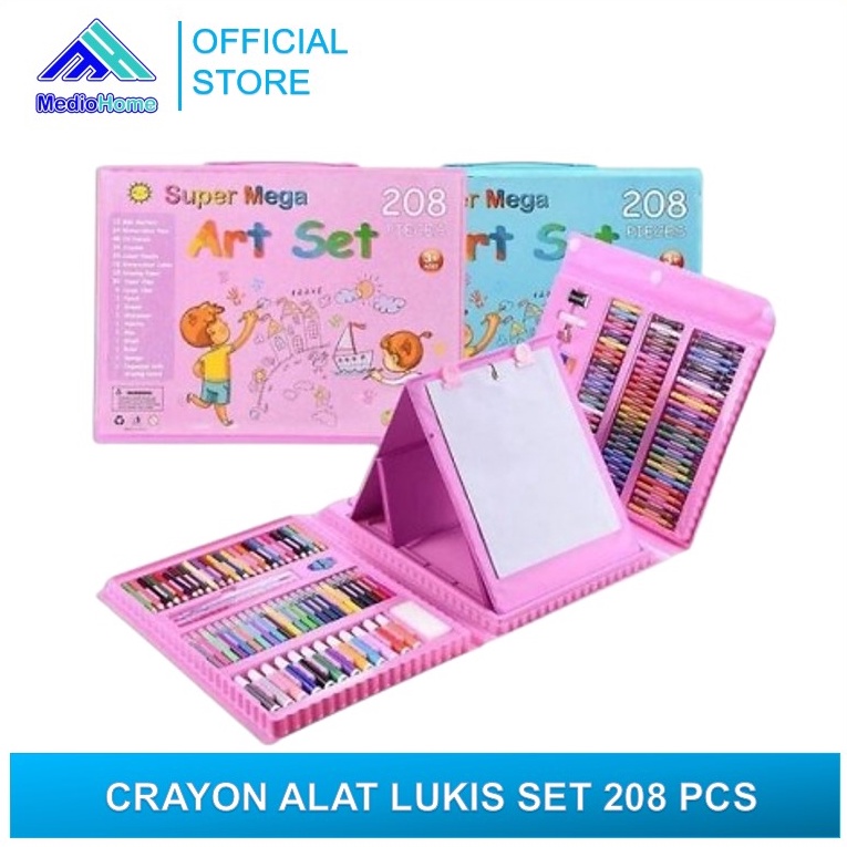 

[ART. K27G] MEDIOHOME Stationary Set Alat Warna Crayon Set Alat Tulis dan Lukis Melukis Anak Set Pensil Warna Cat Air isi 208 Pcs MH1333
