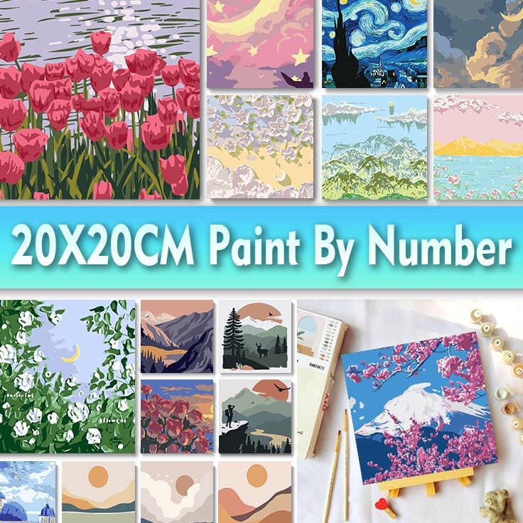 

Pasti Murah Paint By Number 20x20cm DIY Paint Kit with Frame Digital Painting Landscape Cartoon Anime Series