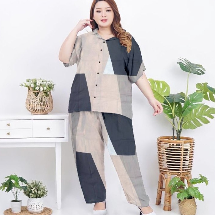 Terlaris pajamas wanita jumbo/setelan wanita jumbo/baju setelan kekinian/piyama jumbo terbaru