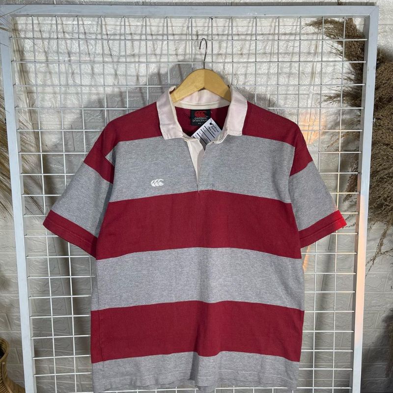 kaos kerah polo shirt stripes salur Canterbury