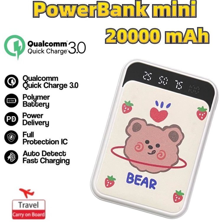 BRANDS FESTIVAL  PowerBank 20000mAh Cute Mini Kartun Fast Charging