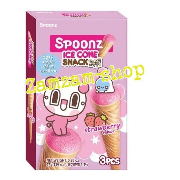 

siap kirim] Spoonz Ice Cone Strawberry Snack flavor 27gr 3's