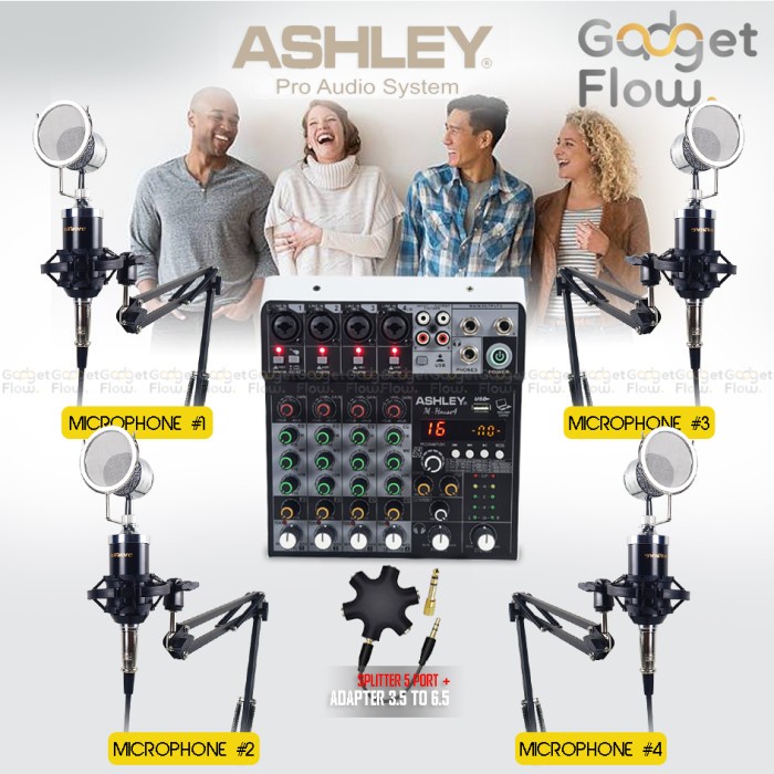 Paket Podcast 4 Mic Bm8000 Bm 8000 Mixer Ashley K1 Six 6 Channel