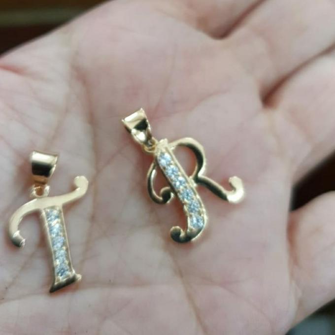 Best Sales Liontin Bandul Kalung Huruf Inisial R S N T A M I Y F L H W Emas Asli Stok Terbatas
