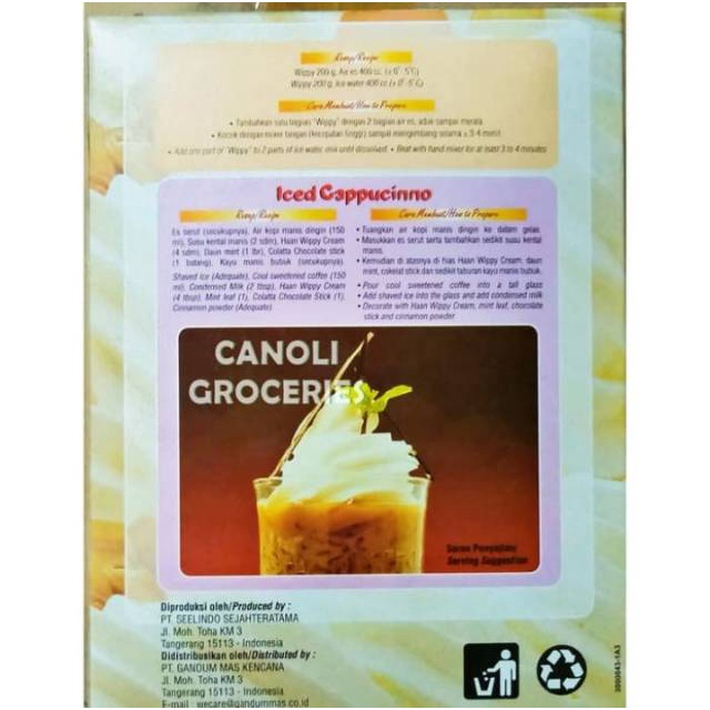 

Haan Wippy Cream / Whip Cream / Cream Topping Bubuk Instant 400 Gr