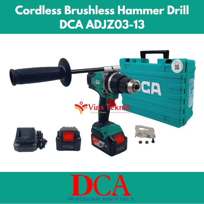 Brushles Hammer Drill Dca Messin Bor Baterai 13Mm 20V Dca Adjz03-13 Mesin
