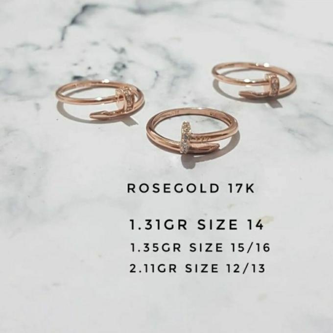 Cincin Emas Fashion Paku Carter Rosegold 75 Berkualitas