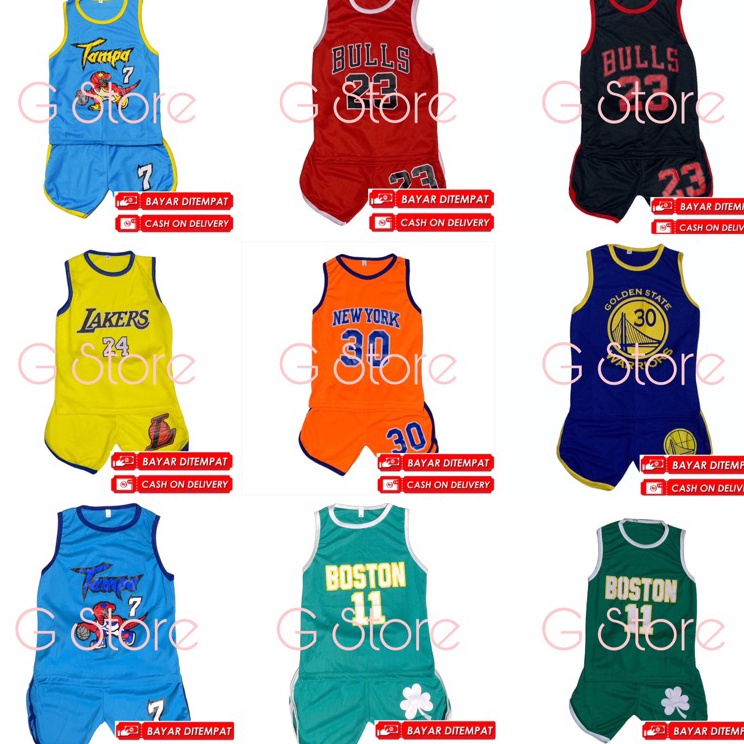 Ready Stok SETELAN BAJU BASKET ANAK / BAJU BASKET ANAK / KAOS SINGLET ANAK BASKET / JERSEY BASKET AN