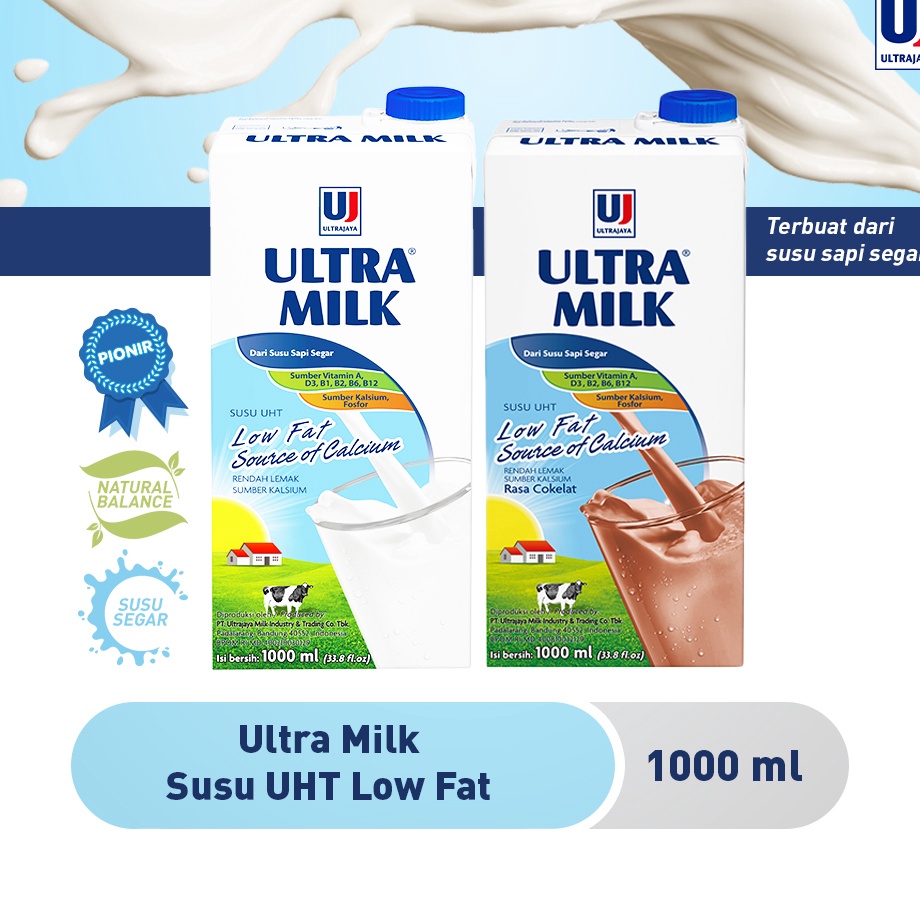 

Ready Stock Ultra Milk Susu UHT Low Fat 1L - Plain / Cokelat Ready