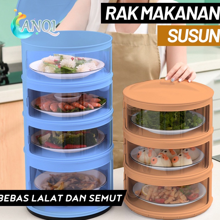 TOP SALE ANQI SHOP Food Cover Layer Penutup Makanan Tudung Saji Tutup Sayur Susun 4 Tingkat Tudung S