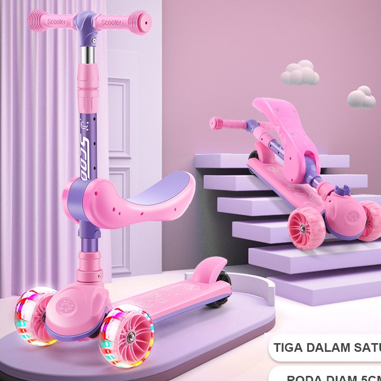 Model Baru Skuter Anak Scooter Anak Roda 3 Skuter Otoped Anak Roda 3/Skuter Dengan Lampu/Skuter Anak