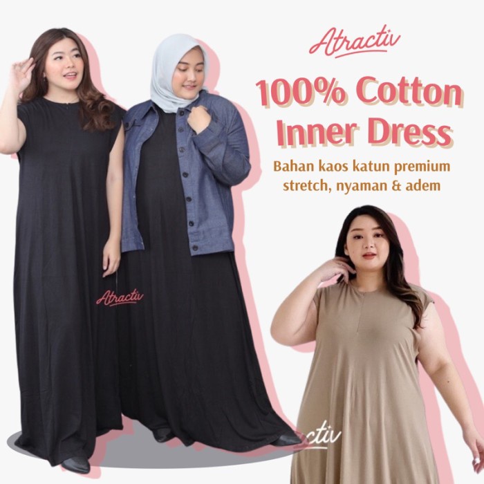 ATRACTIV Dress Kaos Tanpa Lengan Jumbo LD130 LD142 Manset Gamis Jumbo