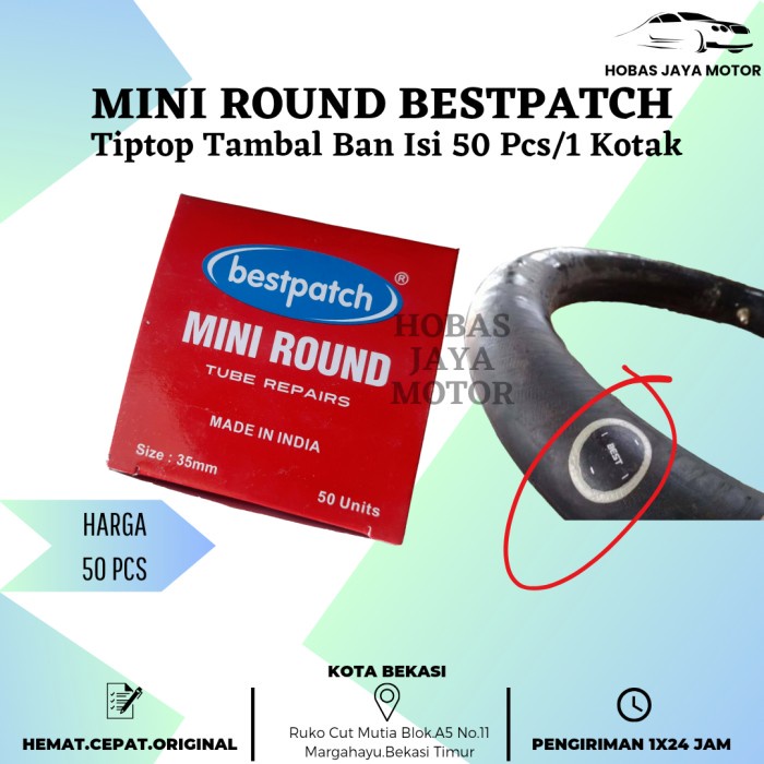 Tiptop Tambal Ban Bestpatch Mini Round isi 50 Pcs