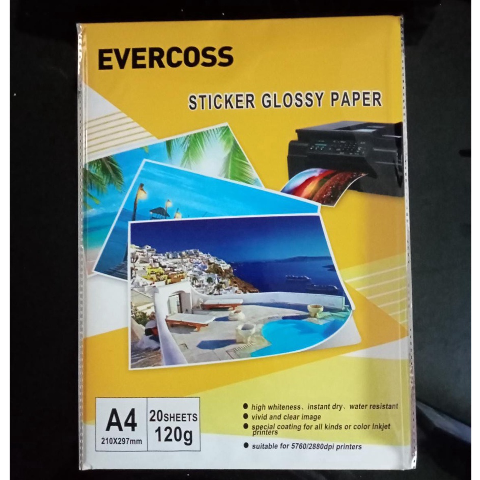 

VZZQ8636 【Penjualan Terbaik】COD EVERCOSS 120 STICKER GLOSSY PAPER A4 / Kertas Foto murah