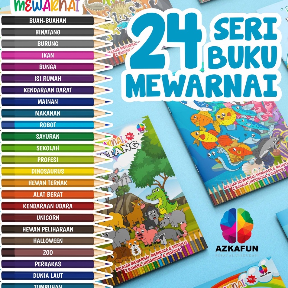 

➣✷✮ PAKET 24 BUKU MEWARNAI VOL 1 Full colour - buku mewarnai anak Terbaru