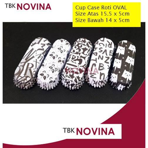 Oval Cup Case Roti / Paper Cup Oval / Kertas Alas Roti Motif BLACK WHITE-  Kertas Cup Roti Oval