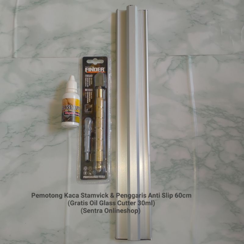 

Pemotong Kaca Merk Finder & 60Cm Ggaris Anti Slip(Paket 2 In 1)